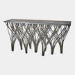 Global Views Vector Black Leather Marble Console