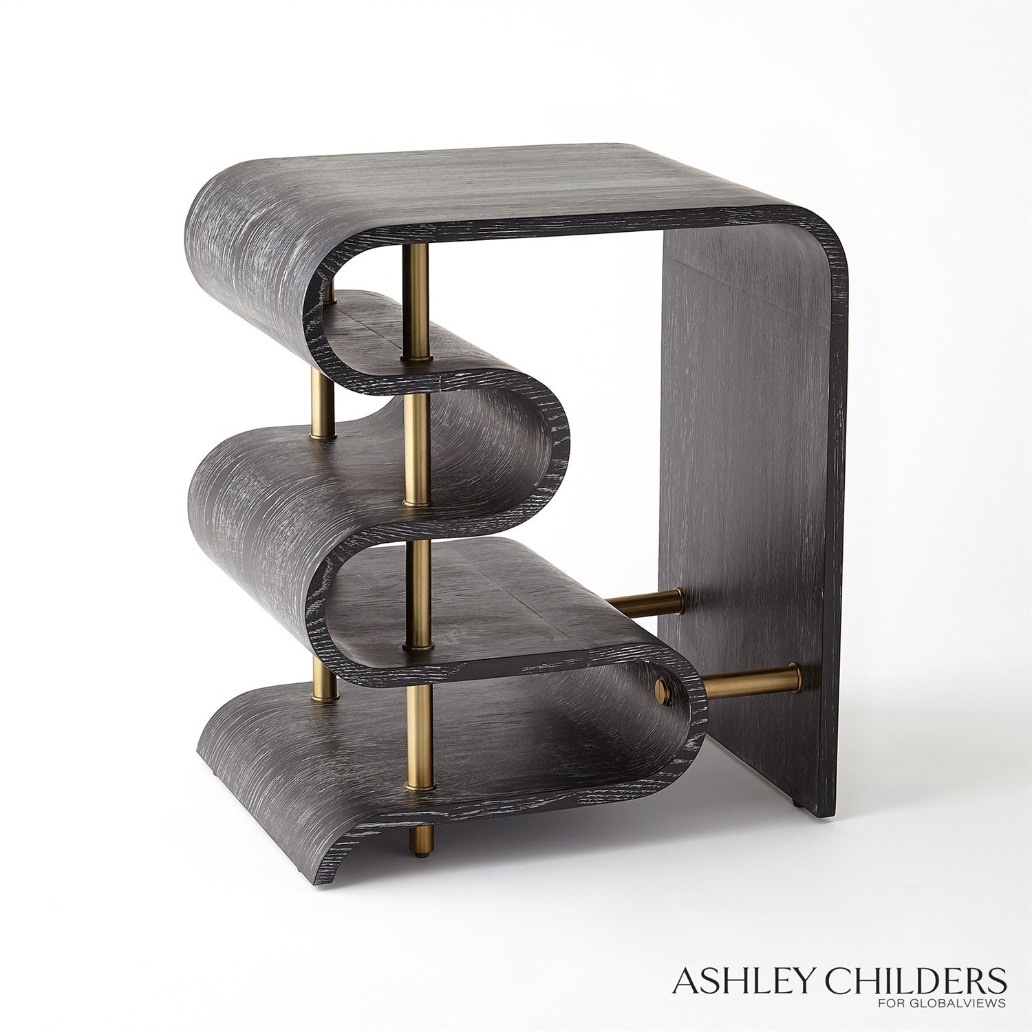 Global Views Ebony Cerused Traverse Side Table by Ashley Childers