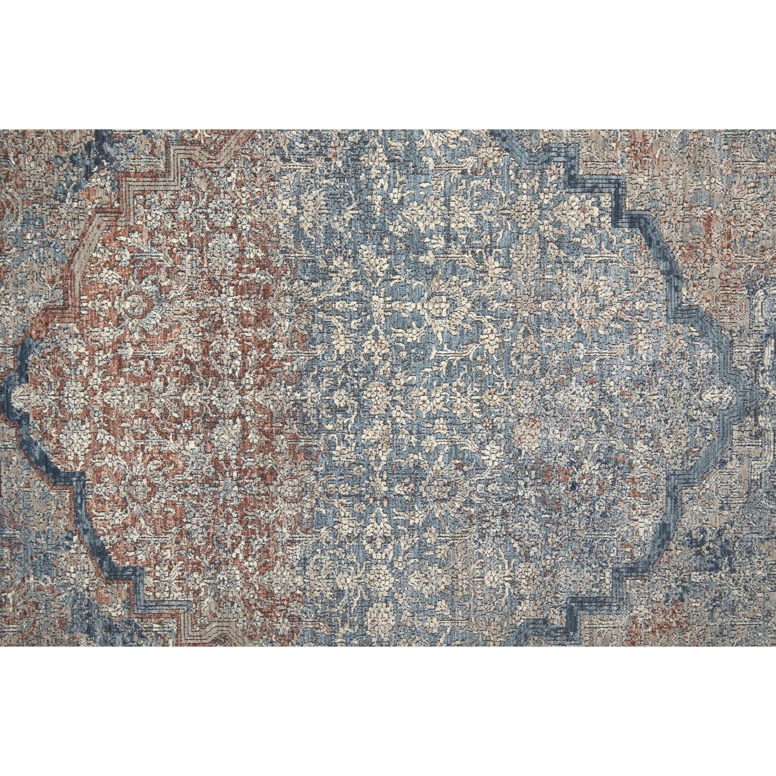Feizy Marquette 39GVF Transitional Medallion in Blue/Red/Gray