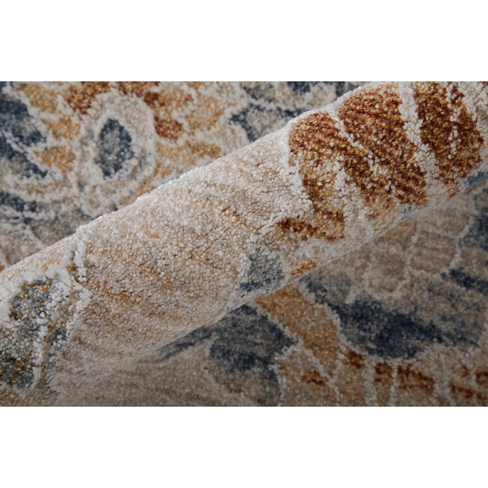 Feizy Pasha 39M9F Transitional Floral & Botanical in Taupe/Ivory/Blue
