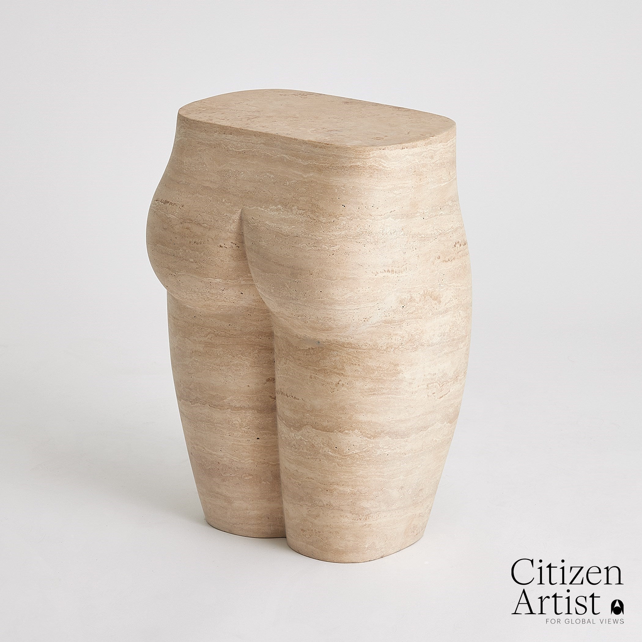 Citizen Artist for Global Views L'Homme Stool, Travertine