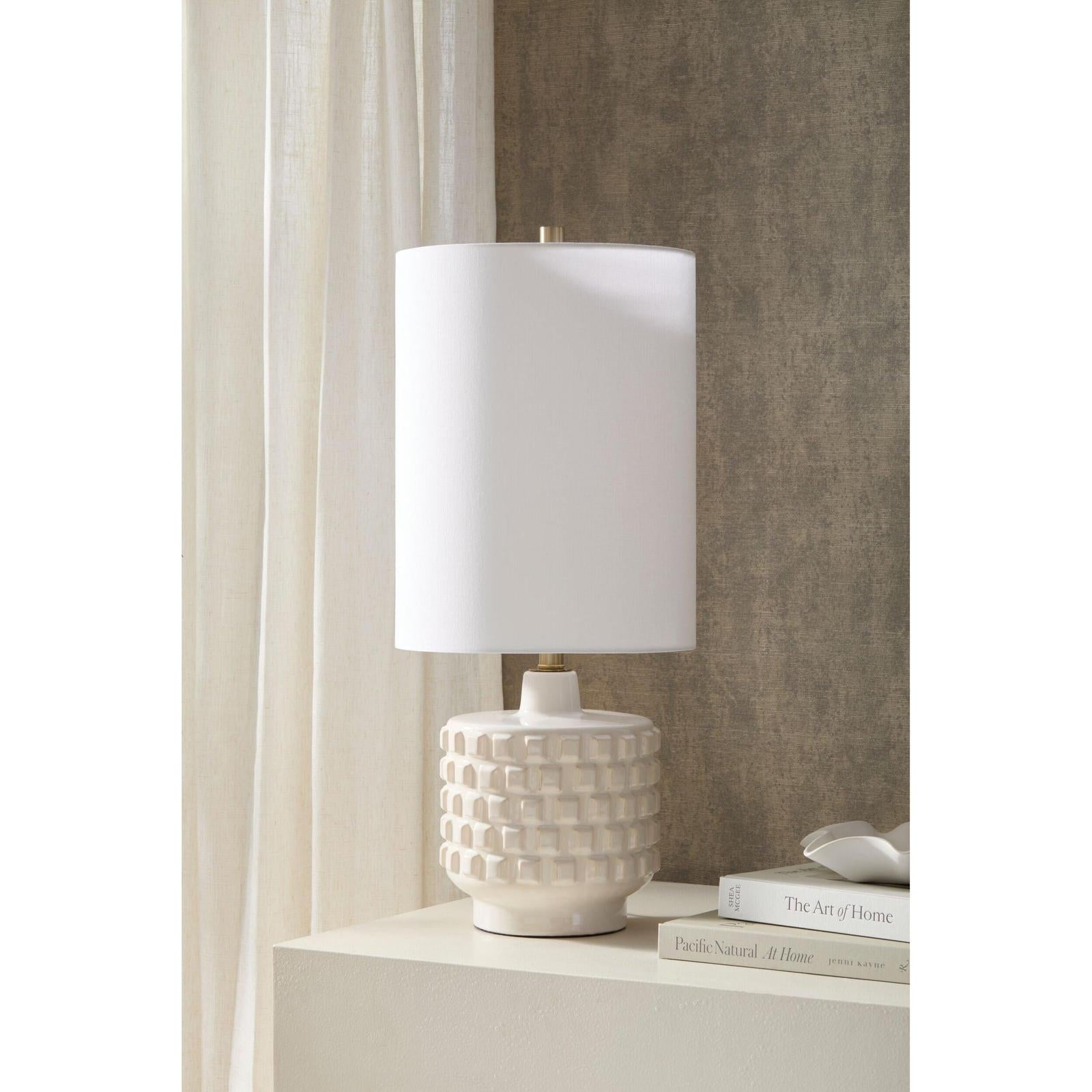 Global Views Otto Carved Beige Ceramic Lamp