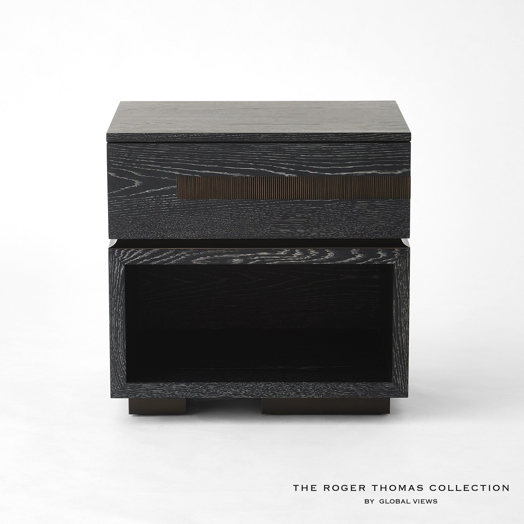 Global Views Black Cerused Oak Brazil Bedside Chest