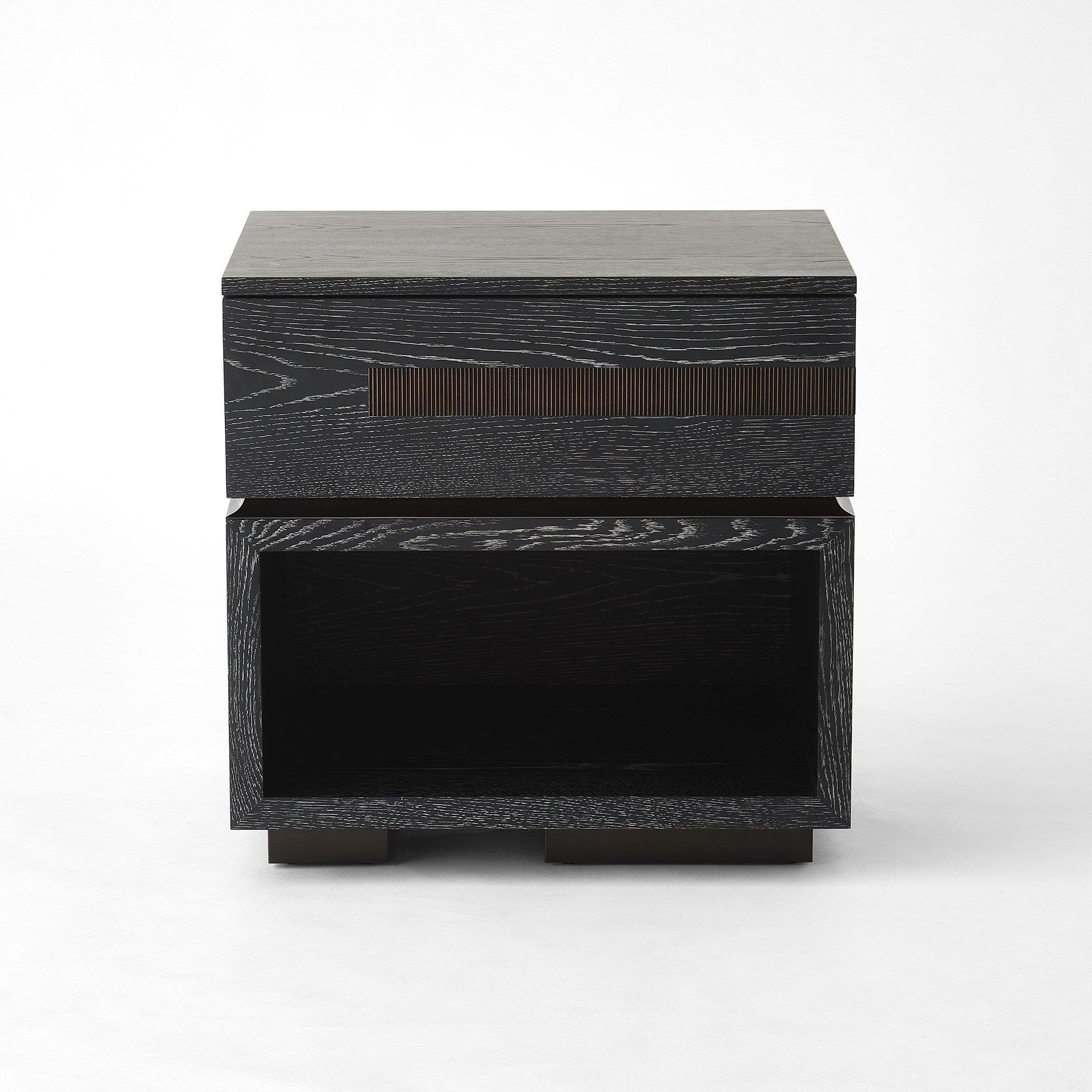 Global Views Black Cerused Oak Brazil Bedside Chest