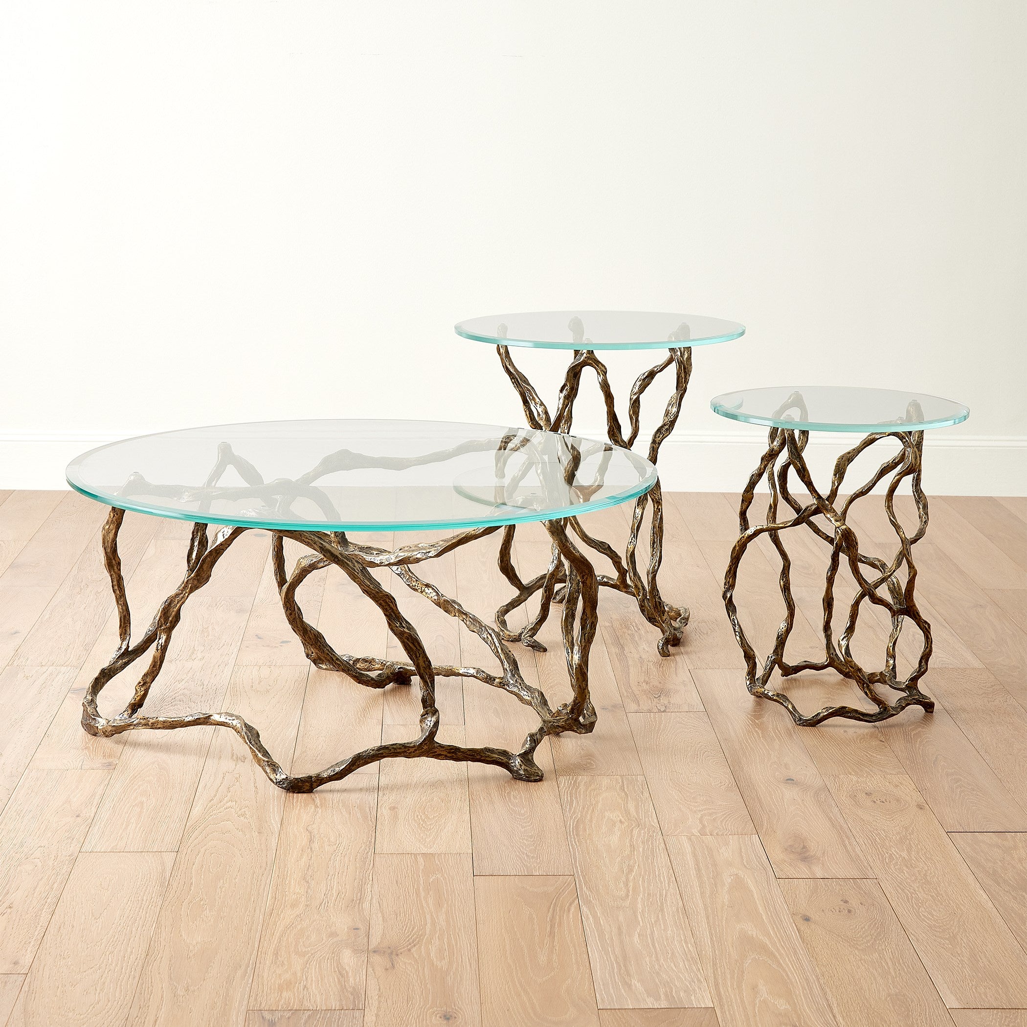 Global Views Antique Brass Twistwood Side Table