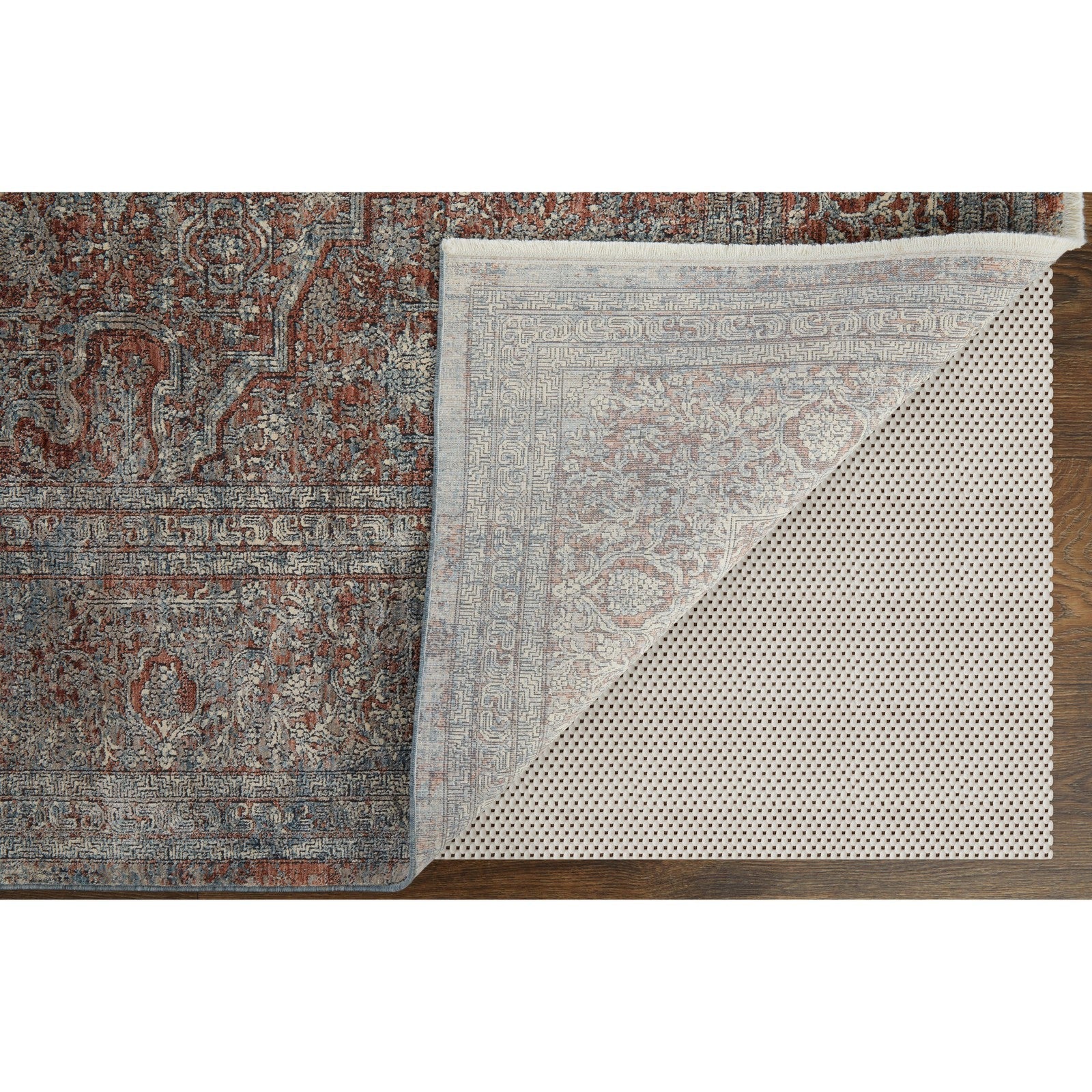Feizy Marquette 39GVF Transitional Medallion in Blue/Red/Gray