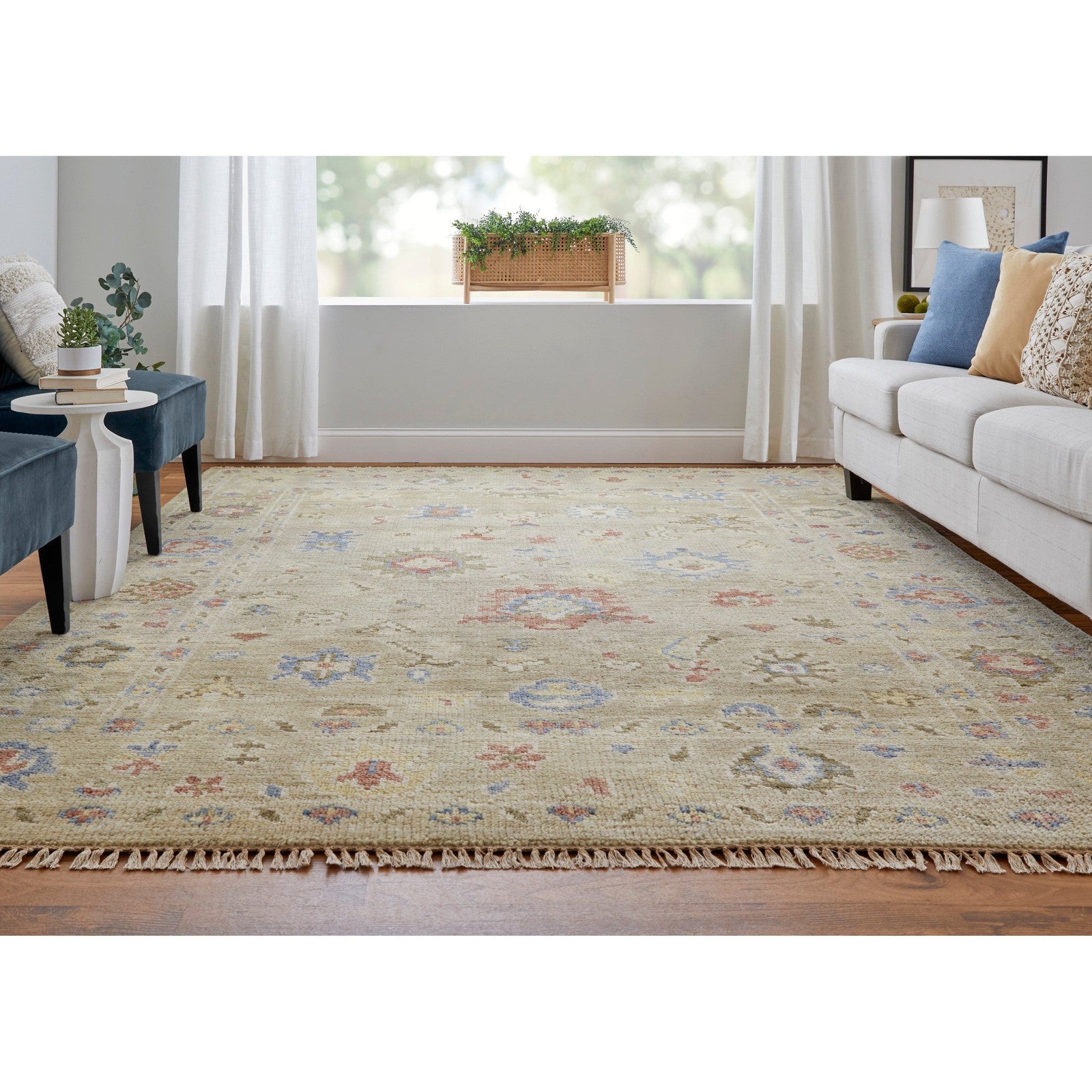 Feizy Fillmore 69CJF Transitional Floral & Botanical in Brown/Tan/Blue