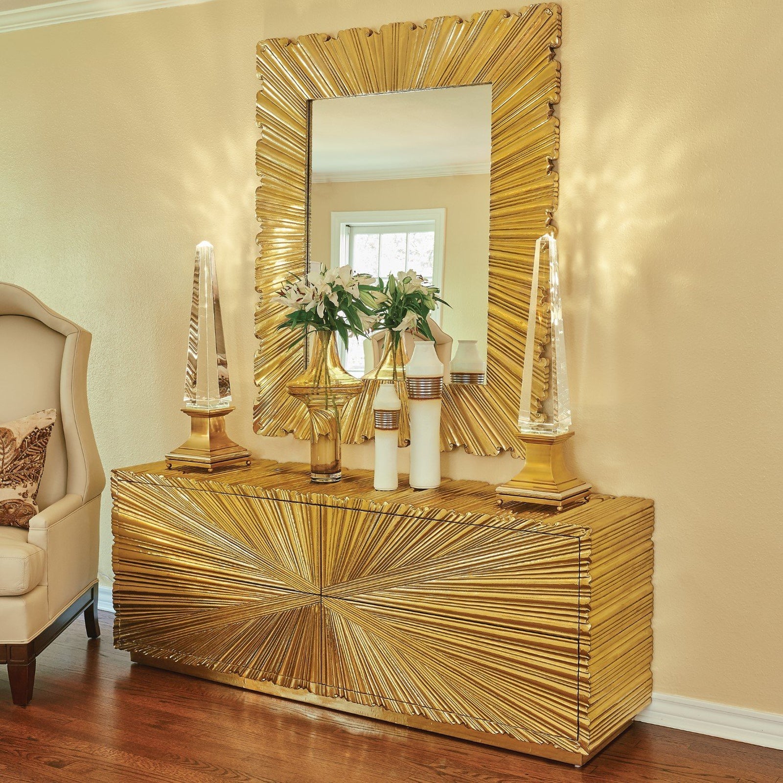 Global Views Linenfold Cabinet