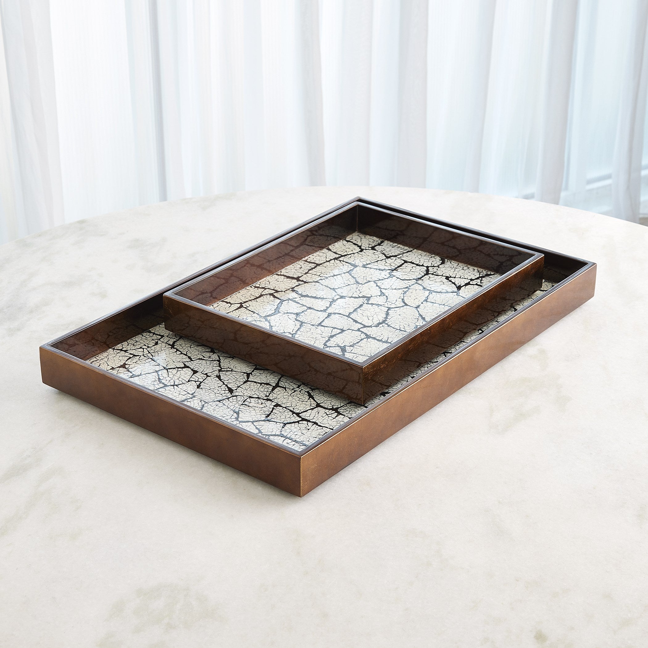 Global Views Antique Gold Leaf Eggshell Tray