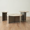 Global Views Sundial Side Table, Travertine Top