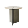 Global Views Sundial Side Table, Travertine Top
