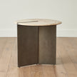 Global Views Sundial Side Table, Travertine Top