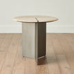Global Views Sundial Side Table, Travertine Top