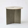 Global Views Sundial Side Table, Travertine Top