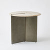 Global Views Sundial Side Table, Travertine Top