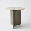 Global Views Sundial Side Table, Travertine Top