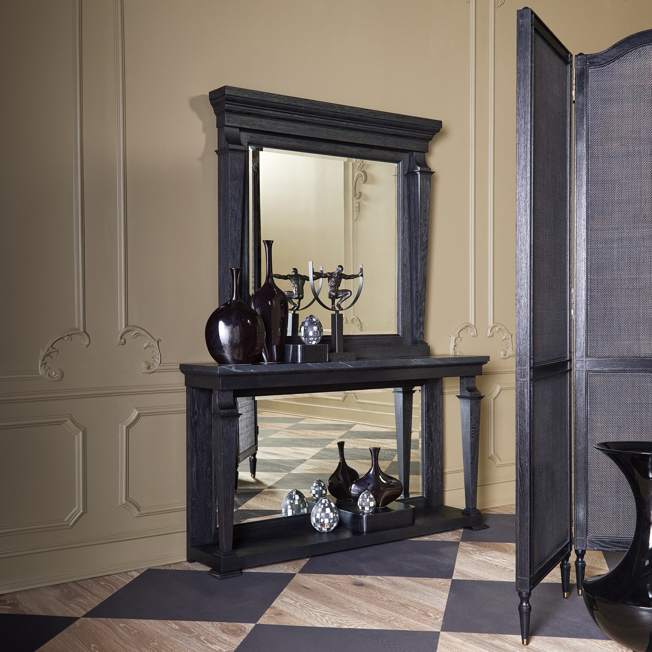Global Views Blackened Oak Josephine Mirror