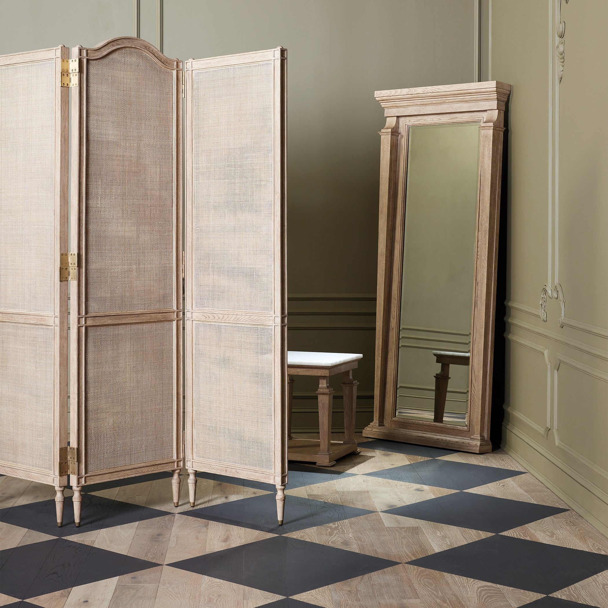 Global Views Blackened Oak Josephine Floor Mirror