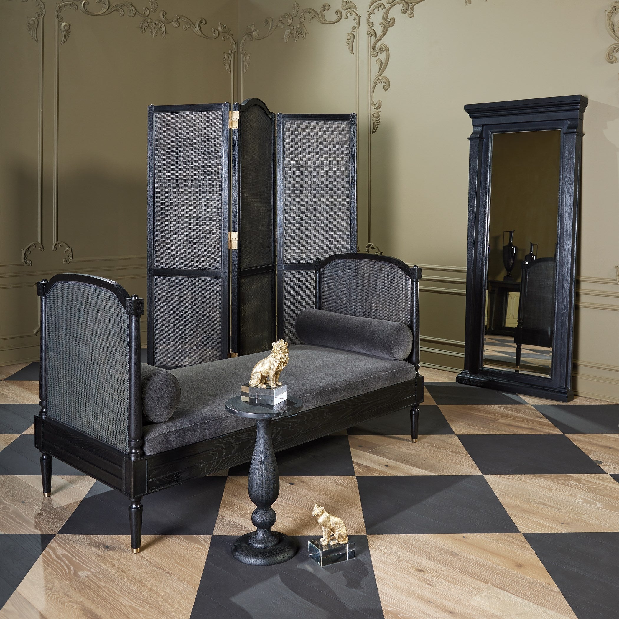 Global Views Blackened Oak Josephine Floor Mirror