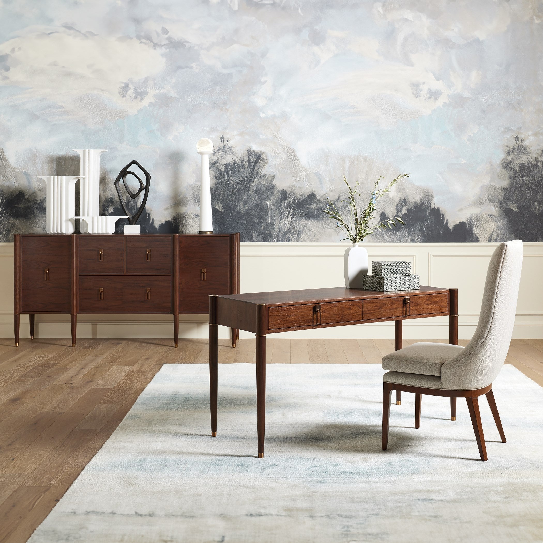 Global Views Walnut Triple Curve Desk