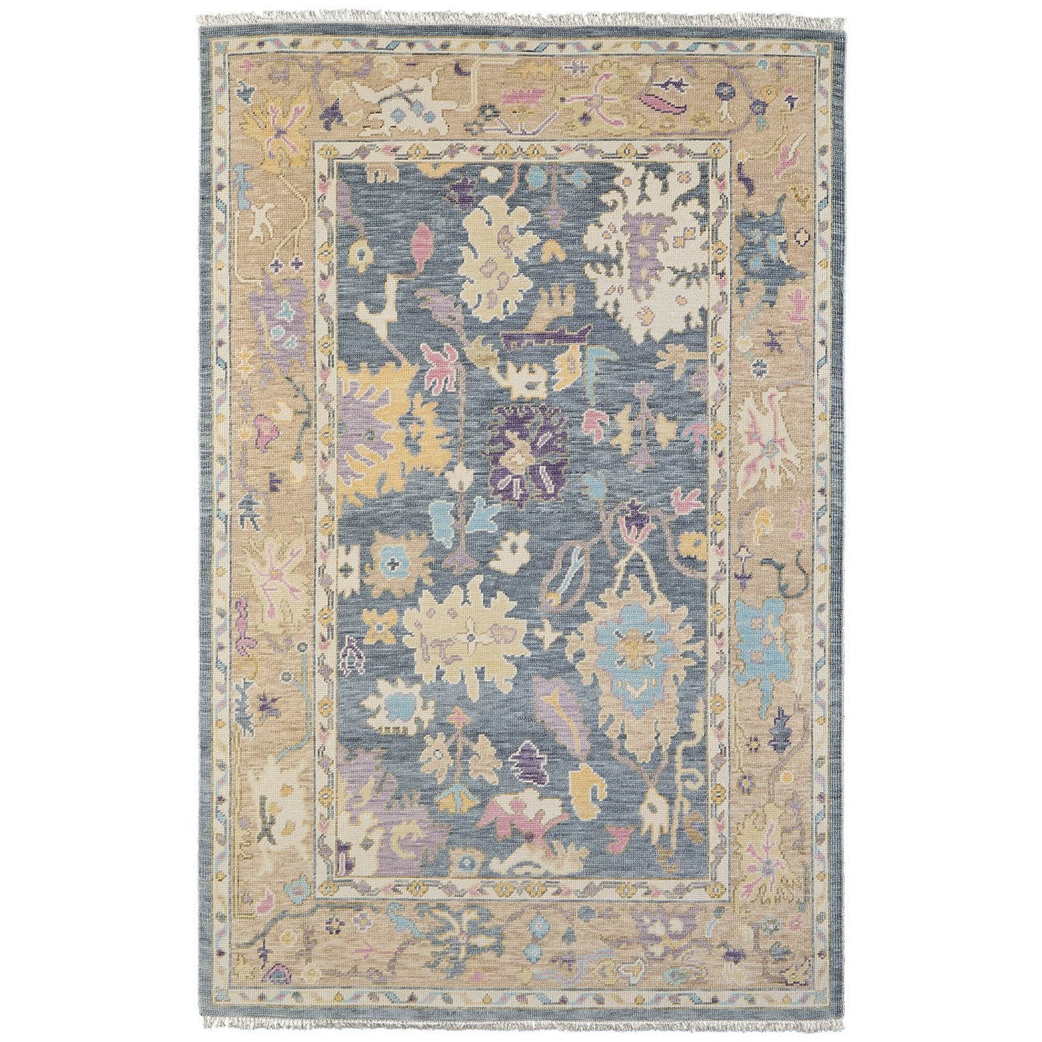 Feizy Karina 6791F Traditional Persian in Gold/Blue/Purple