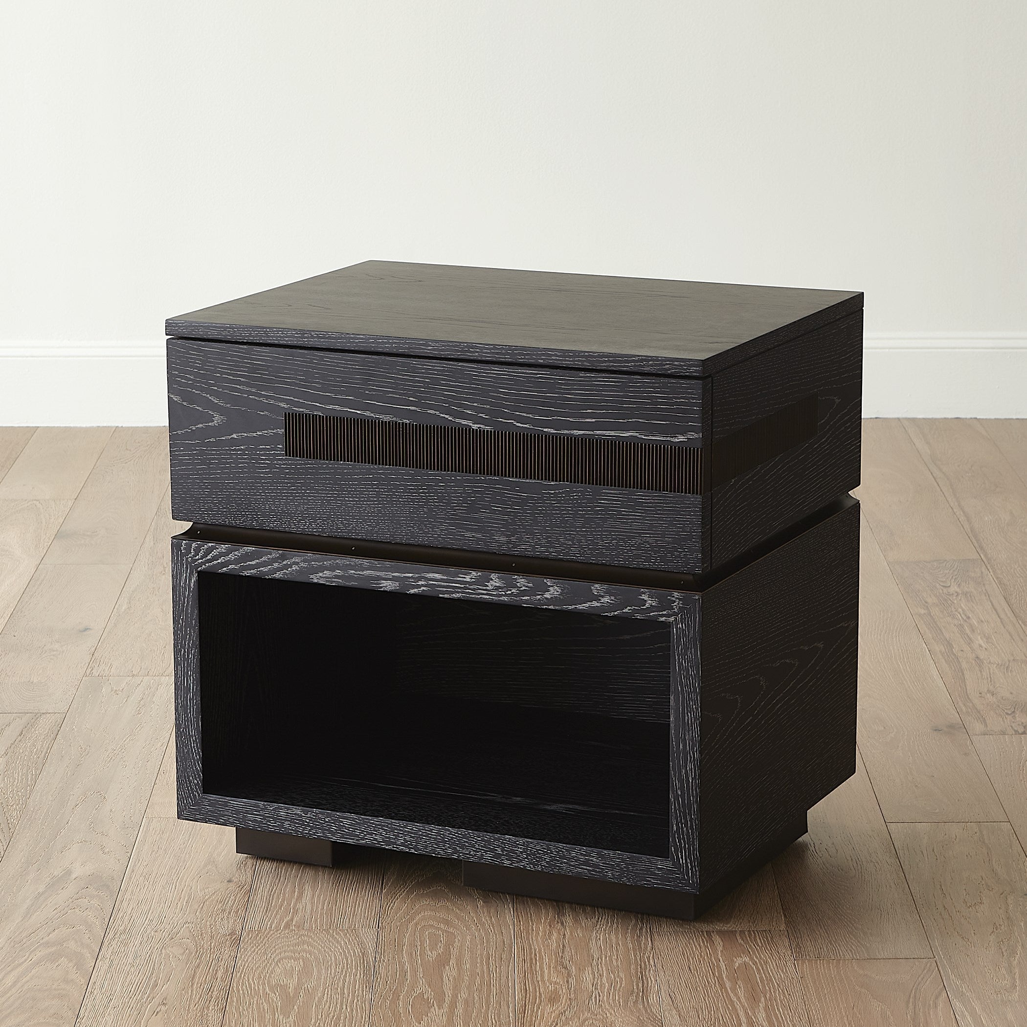 Global Views Black Cerused Oak Brazil Bedside Chest