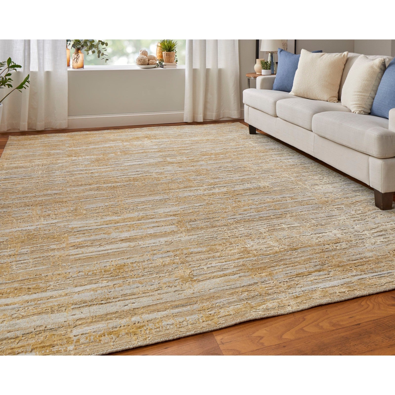 Feizy Eastfield 69FQF Modern Abstract in Yellow/Ivory/Gold