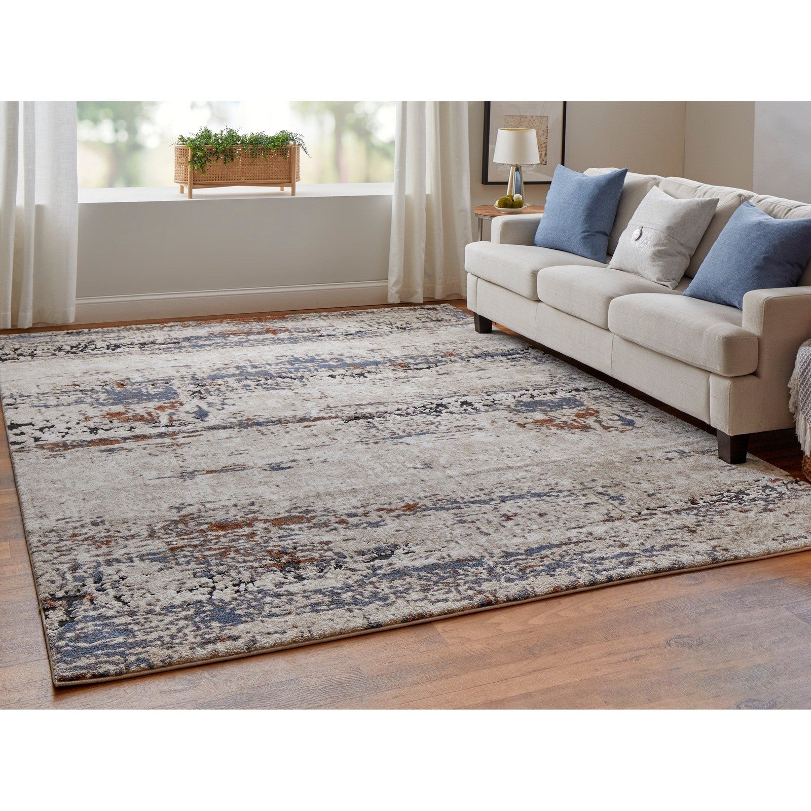 Feizy Gilmore 39MLF Modern Abstract in Ivory/Blue/Gray