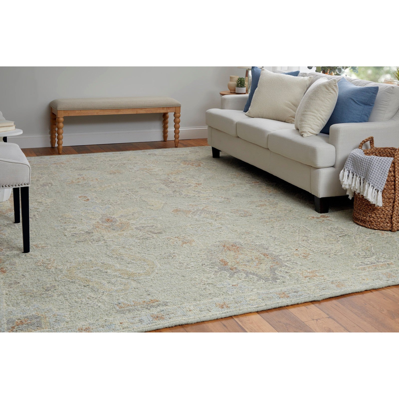 Feizy Grafton 69FNF Transitional Floral & Botanical in Gray/Green/Blue