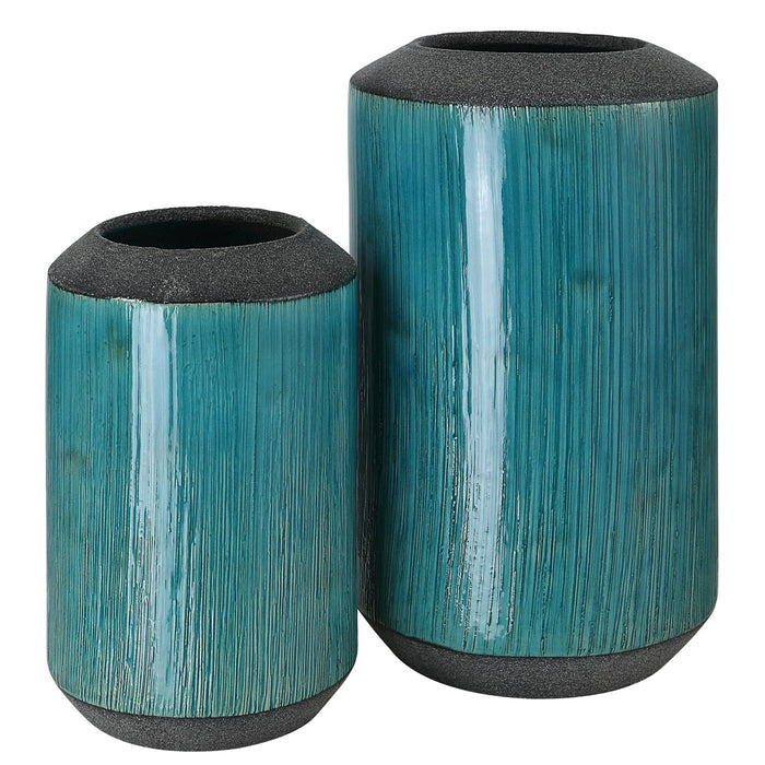Uttermost Maui Aqua Blue Vases - Set of 2