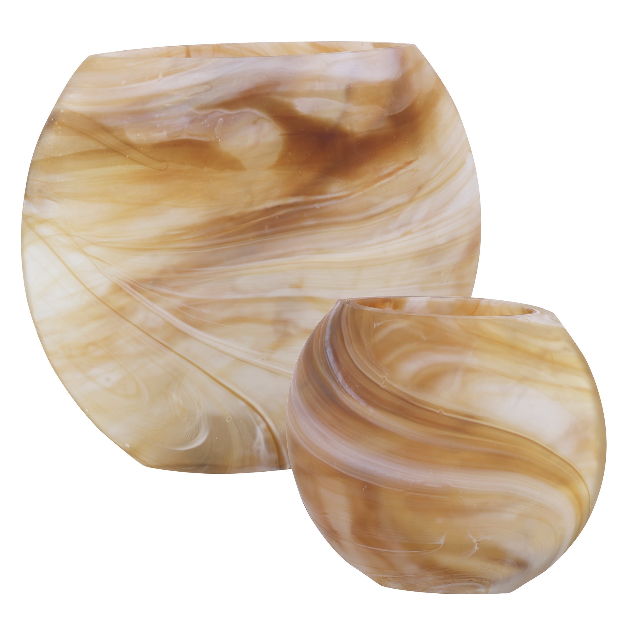 Uttermost Fusion Swirled Caramel & Ivory Vases - Set of 2