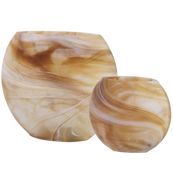 Uttermost Fusion Swirled Caramel & Ivory Vases - Set of 2