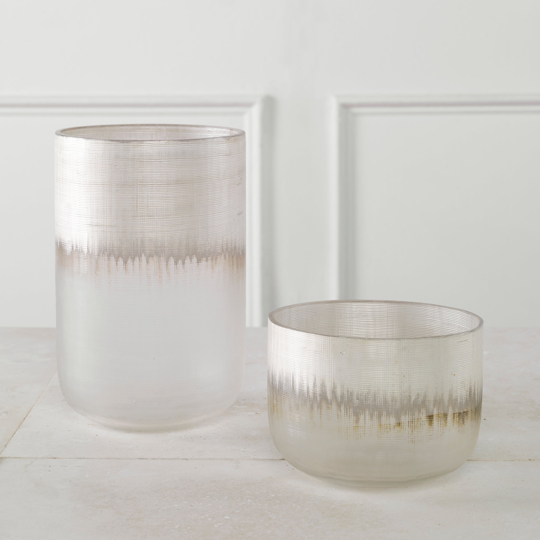 Uttermost Frost Silver Drip Glass Vases - Set of 2