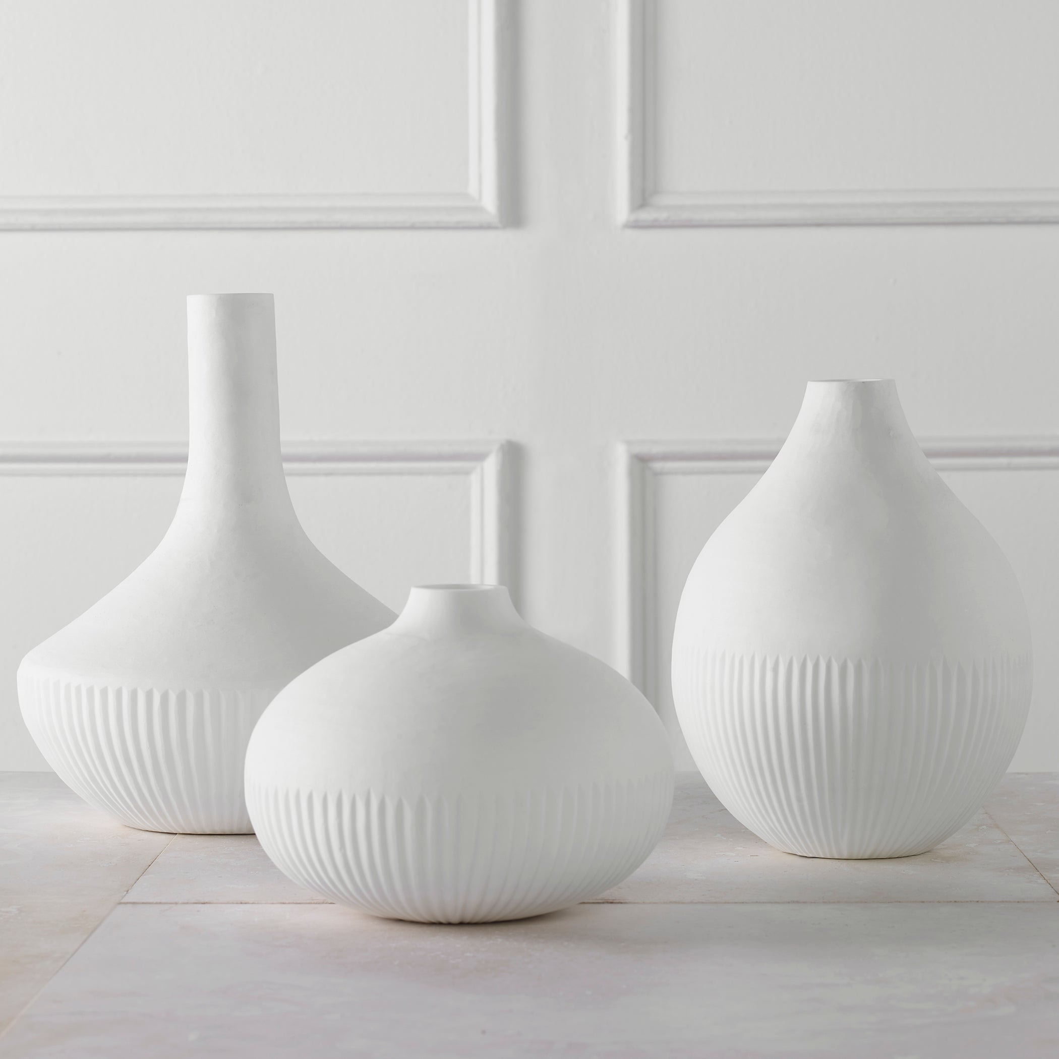 Uttermost Apothecary Satin White Vases - Set of 3