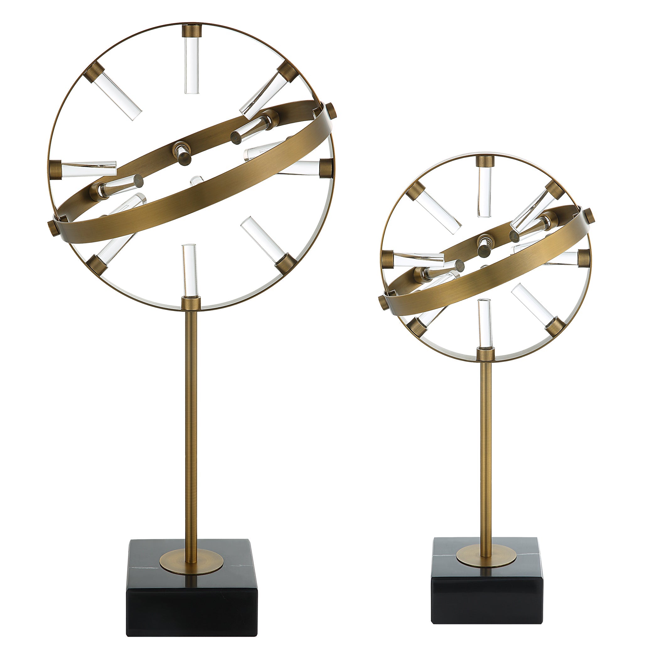 Uttermost Realm Spherical Brass Sculptures - Set of 2