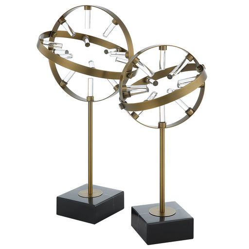 Uttermost Realm Spherical Brass Sculptures - Set of 2