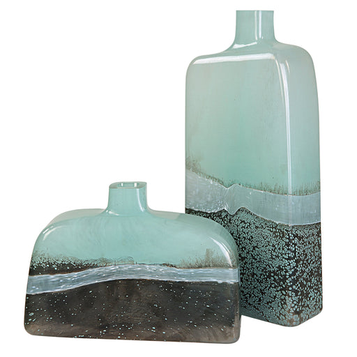 Uttermost Fuze Aqua & Bronze Vases - Set of 2