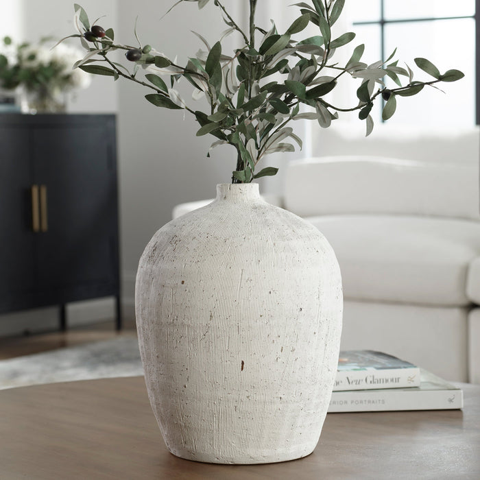 Uttermost Floreana White Vase