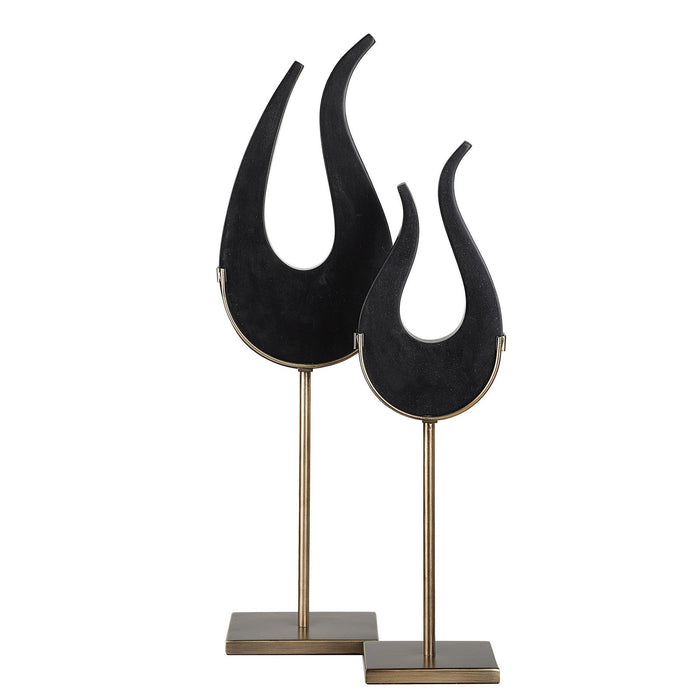 Uttermost Black Flame Sculptures - Set of 2