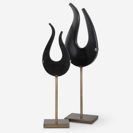 Uttermost Black Flame Sculptures - Set of 2