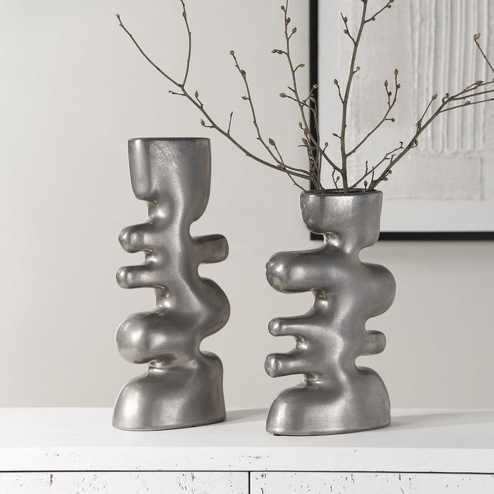 Uttermost Free Flowing Nickel Vases - Set of 2