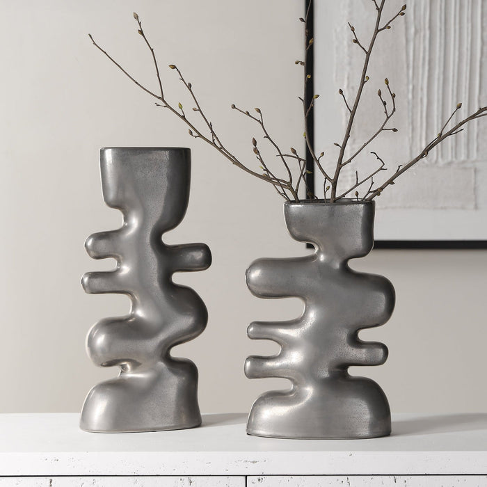Uttermost Free Flowing Nickel Vases - Set of 2