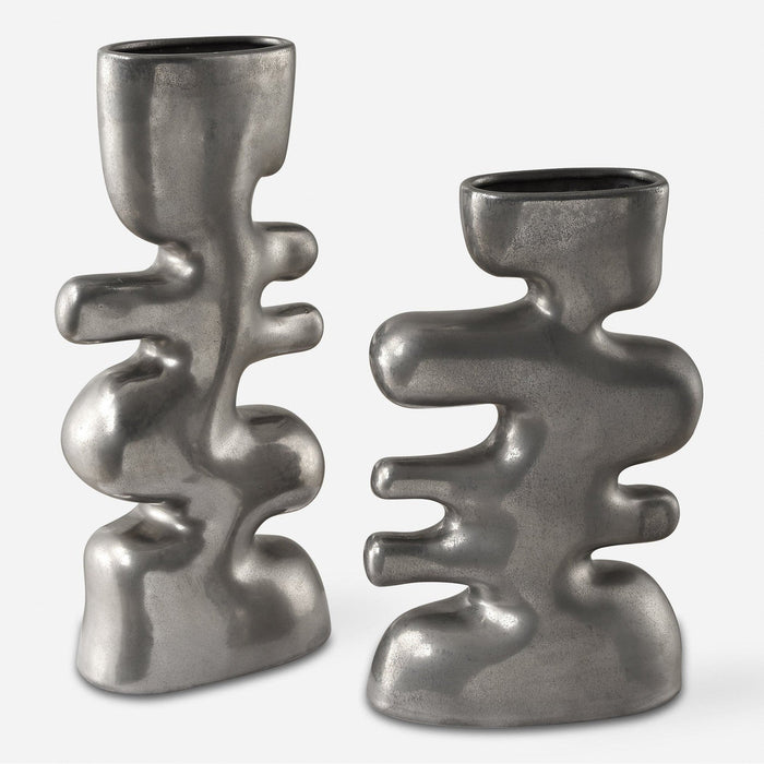 Uttermost Free Flowing Nickel Vases - Set of 2