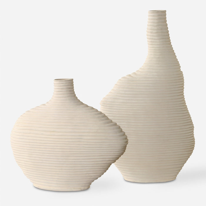 Uttermost Duostacked Matte White Vases - Set of 2