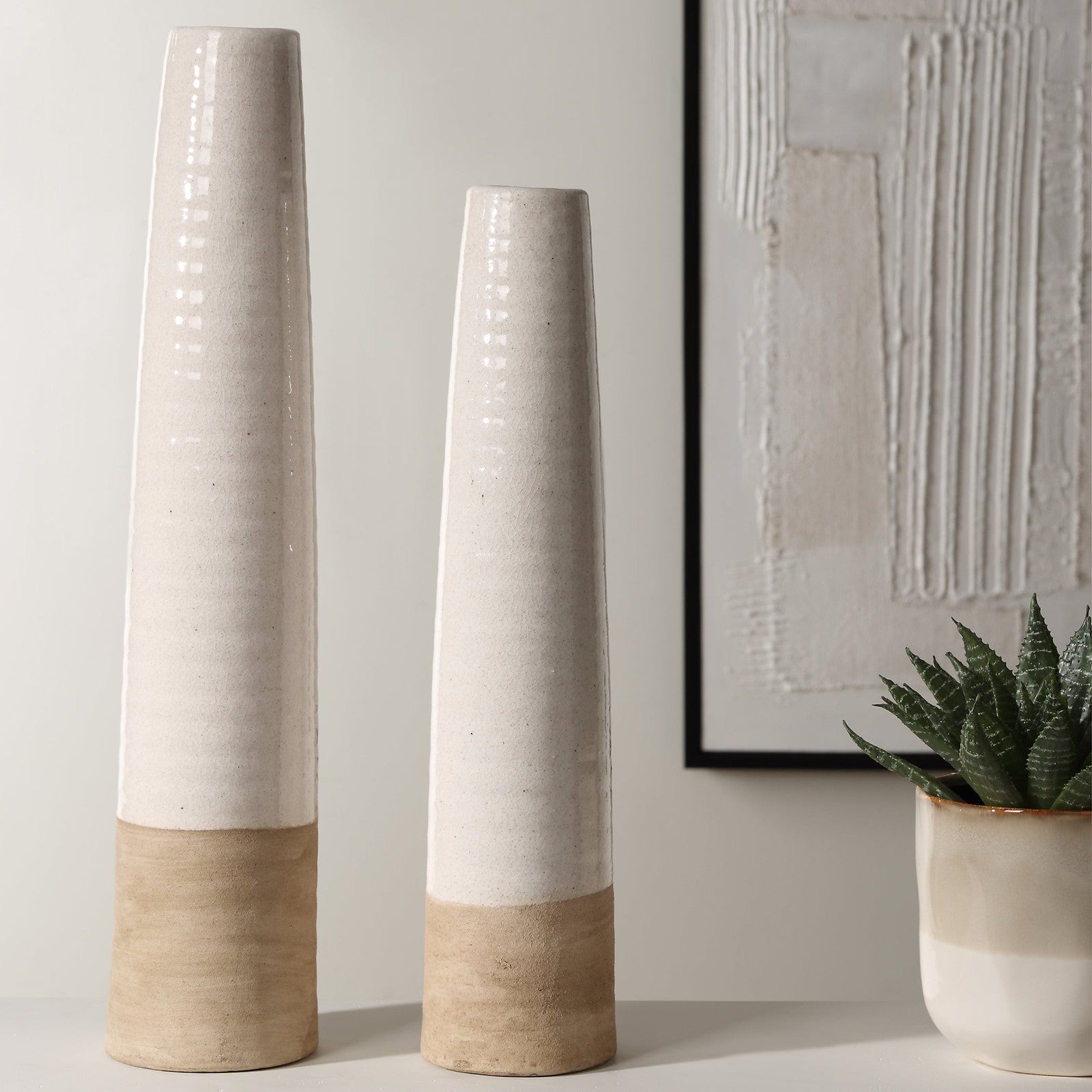 Uttermost Ivory Sands Ceramic Vases - Set of 2