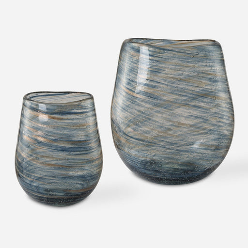 Uttermost Aurora Swirl Glass Vases - Set of 2