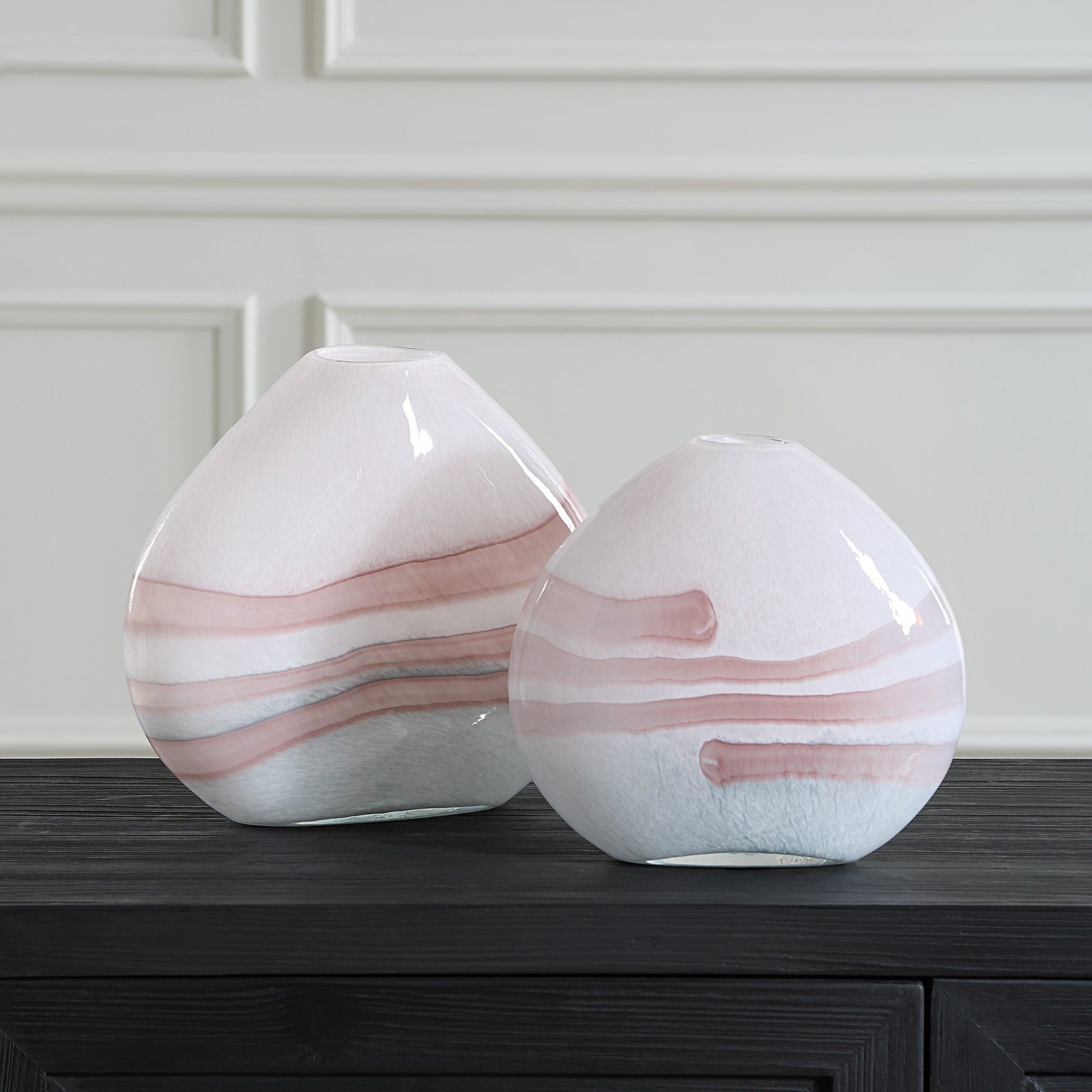 Uttermost Blush Swirl Glass Vases - Set of 2