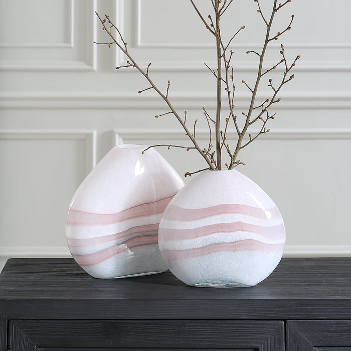 Uttermost Blush Swirl Glass Vases - Set of 2