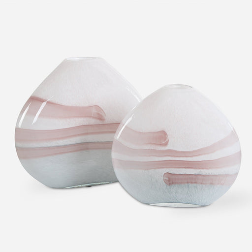 Uttermost Blush Swirl Glass Vases - Set of 2