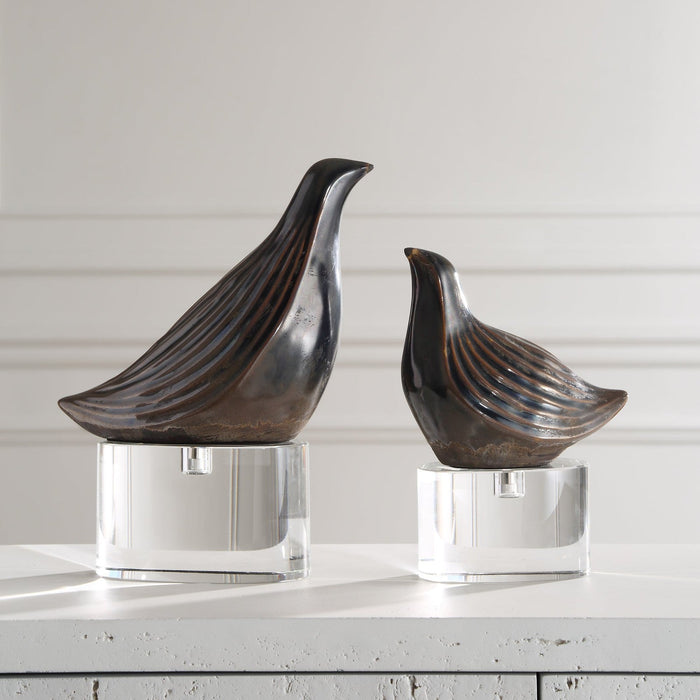 Uttermost Nesting Bird Gray Sculptures - Set of 2